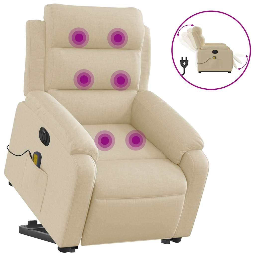 Fauteuil inclinable de massage électrique Crème Tissu