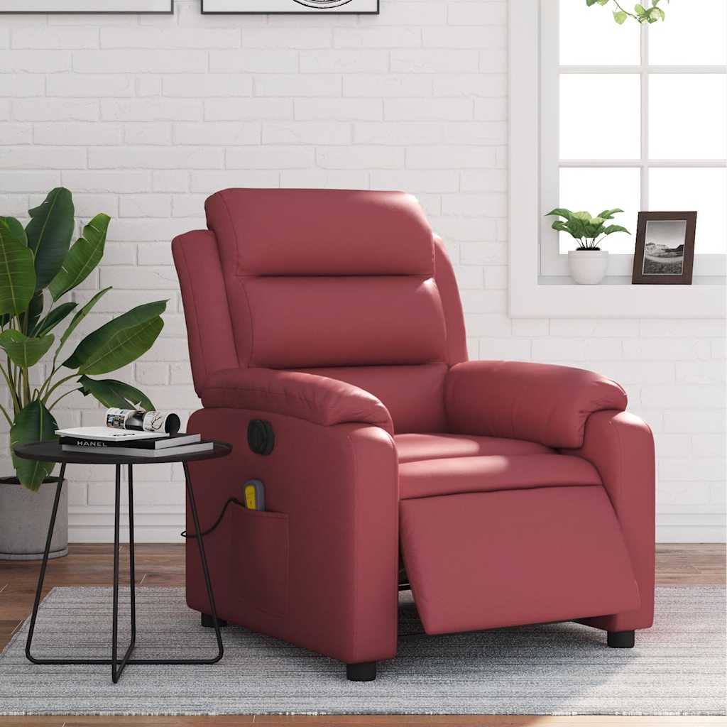 Fauteuil de massage inclinable électrique rouge bordeaux