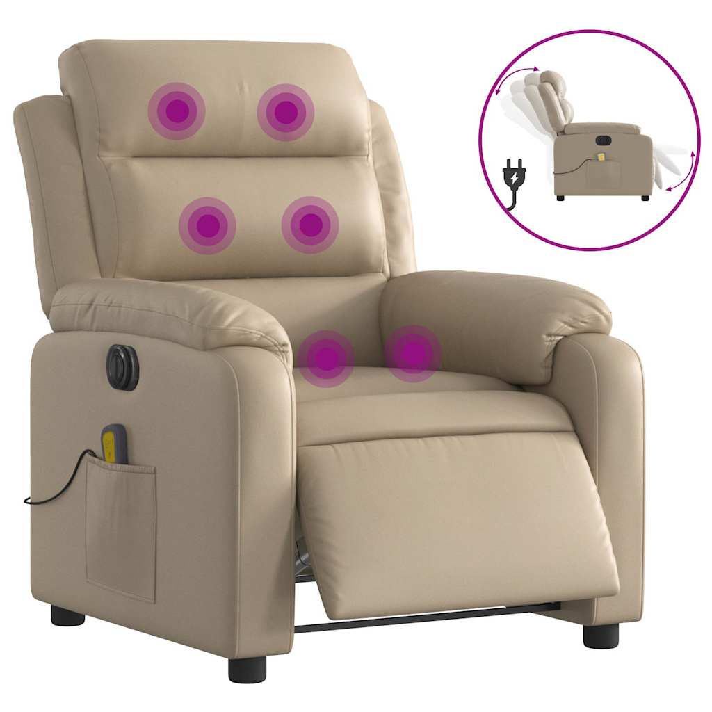 Fauteuil de massage inclinable électrique cappuccino similicuir