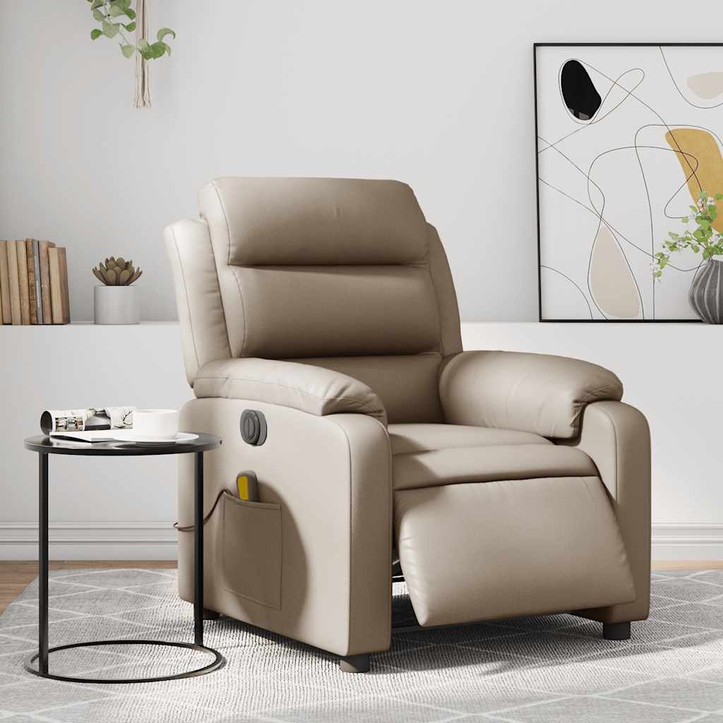 Fauteuil de massage inclinable électrique cappuccino similicuir