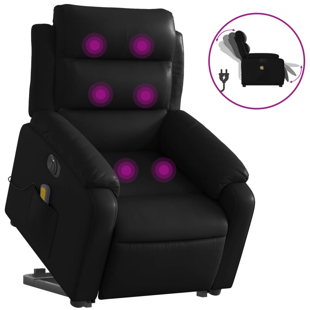 Fauteuil inclinable de massage électrique noir similicuir