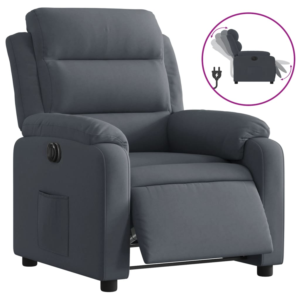 Fauteuil inclinable électrique Gris foncé Velours