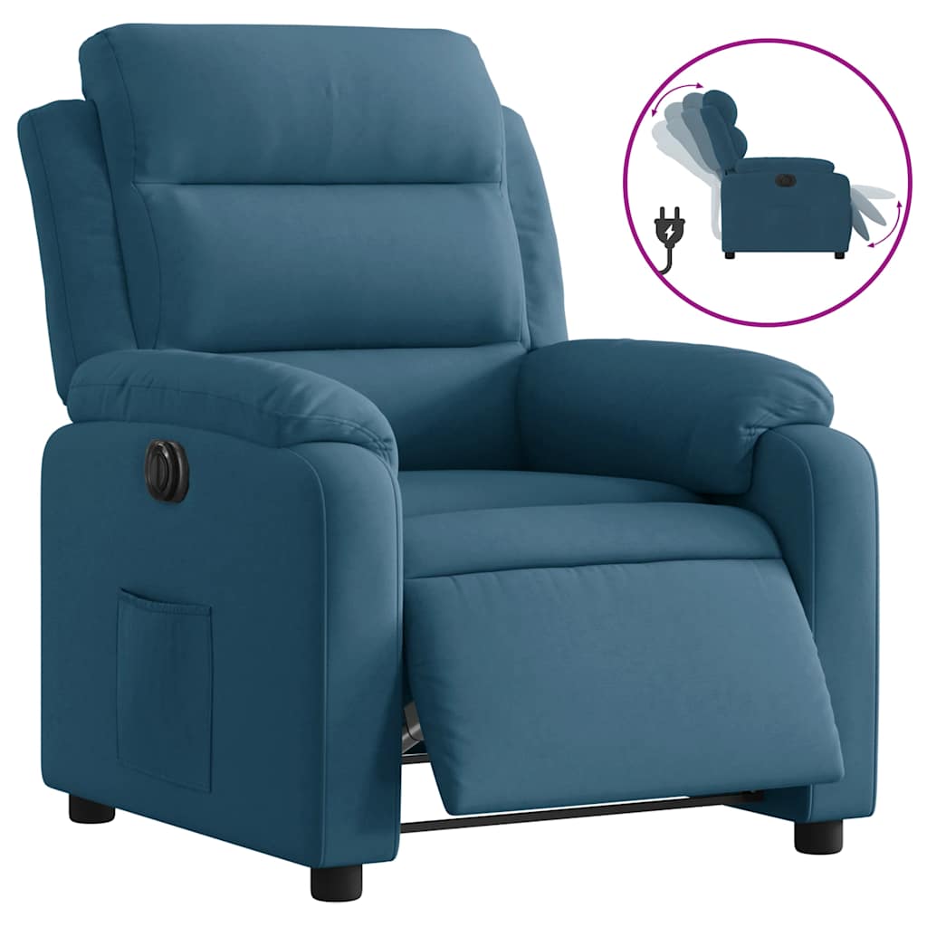 Fauteuil inclinable électrique bleu velours