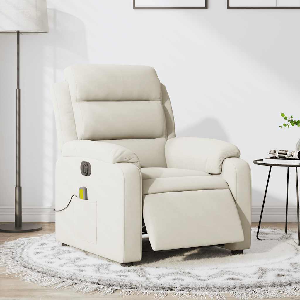 Fauteuil inclinable de massage électrique crème velours