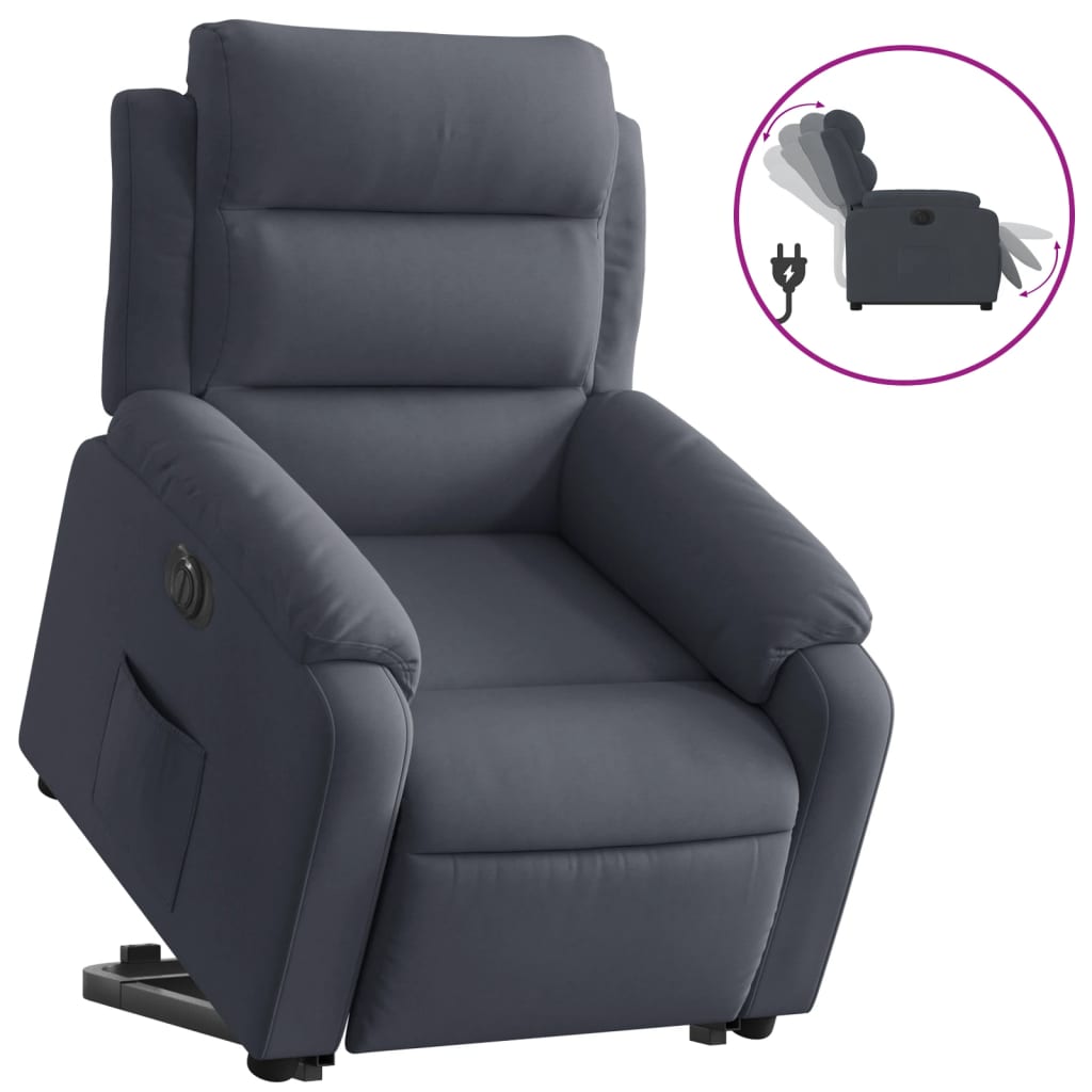 Fauteuil inclinable électrique gris foncé velours
