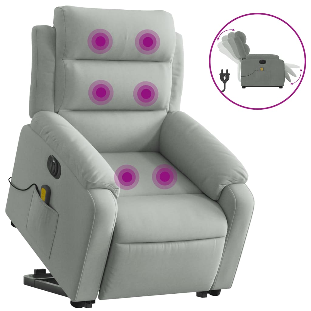 Fauteuil inclinable de massage électrique gris clair velours