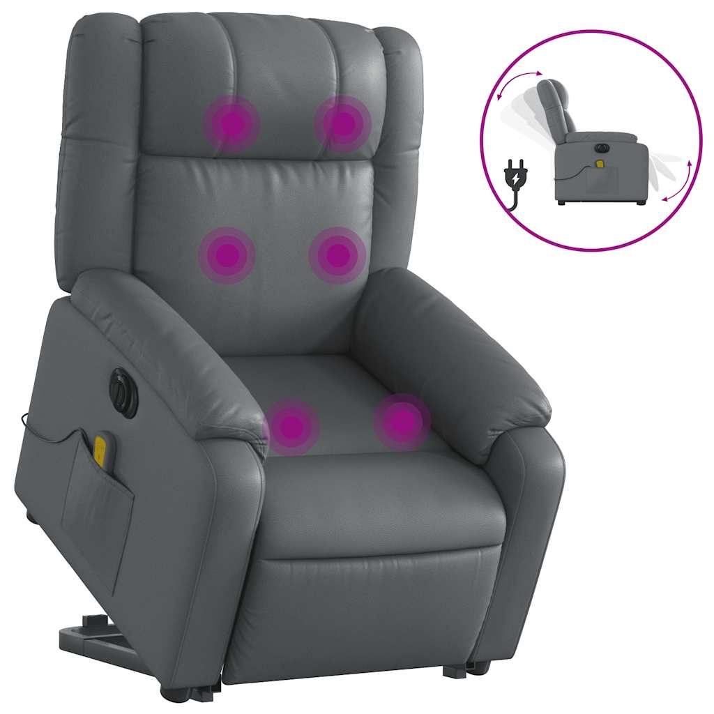 Fauteuil inclinable de massage électrique gris similicuir