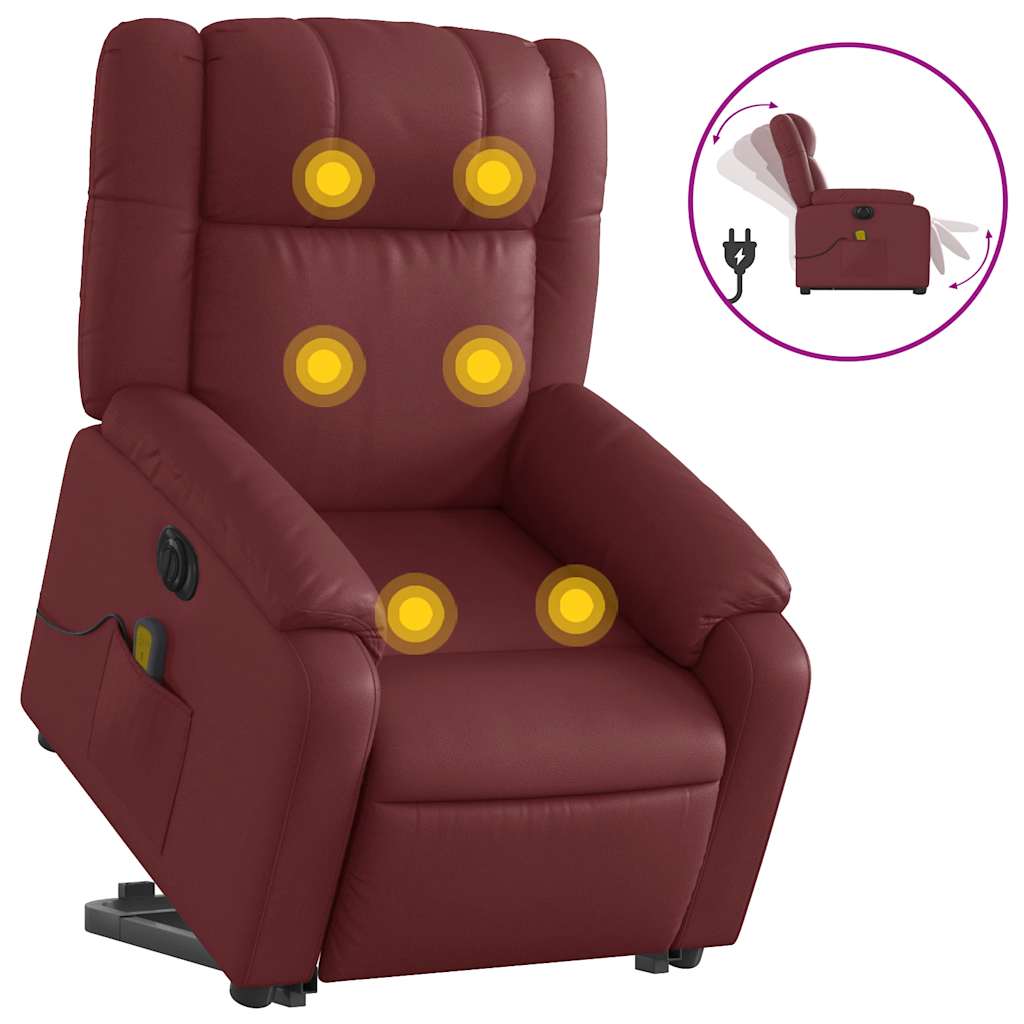 Fauteuil inclinable de massage électrique rouge bordeaux