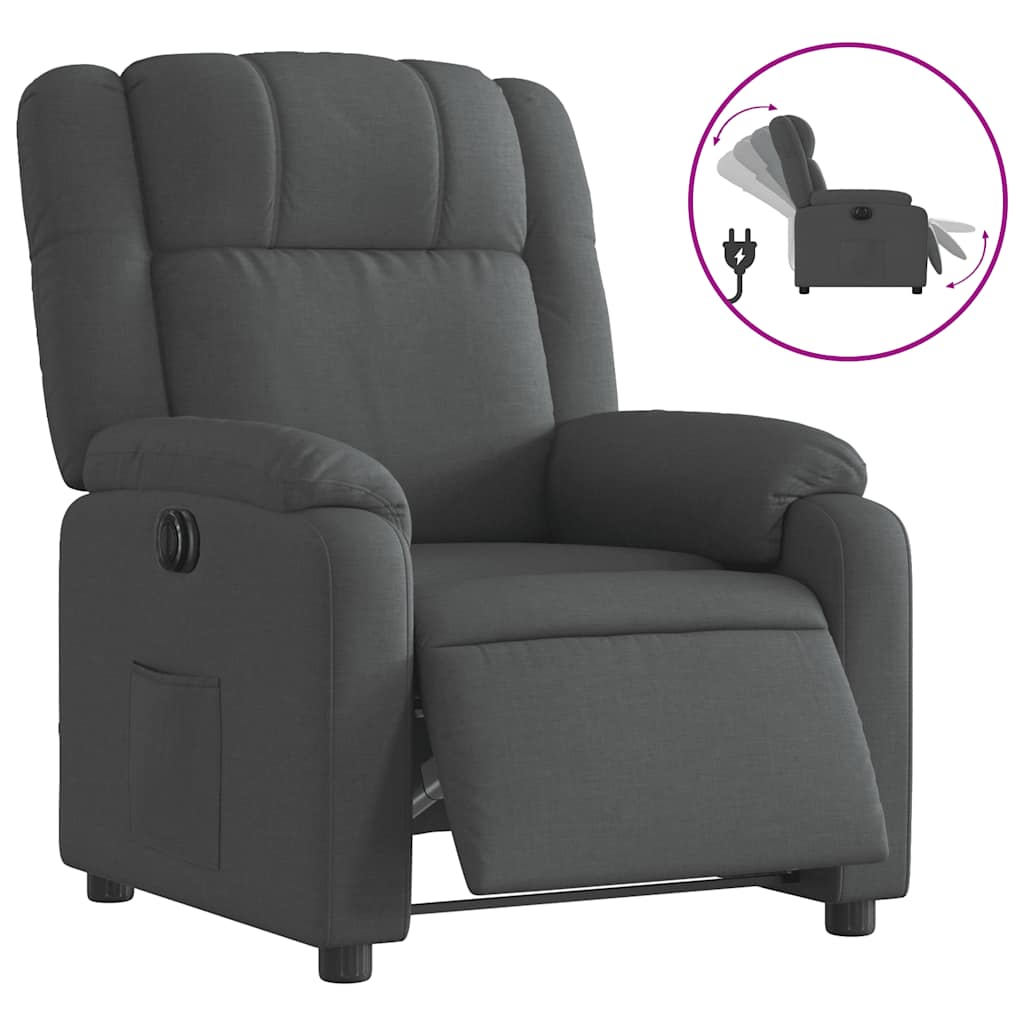 Fauteuil inclinable électrique Gris foncé Tissu