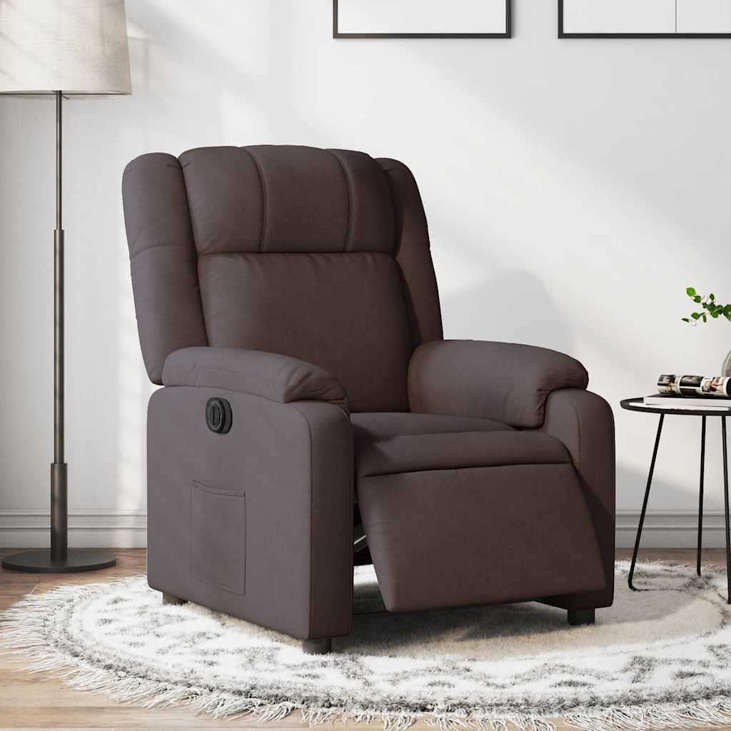 Fauteuil inclinable électrique Marron foncé Tissu