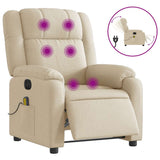 Fauteuil inclinable de massage électrique crème tissu
