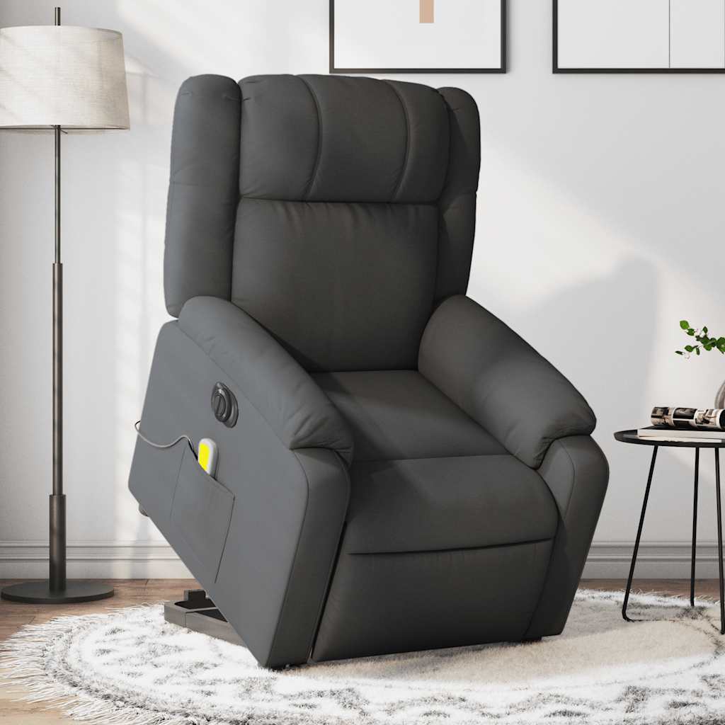 Fauteuil inclinable de massage électrique Gris foncé Tissu