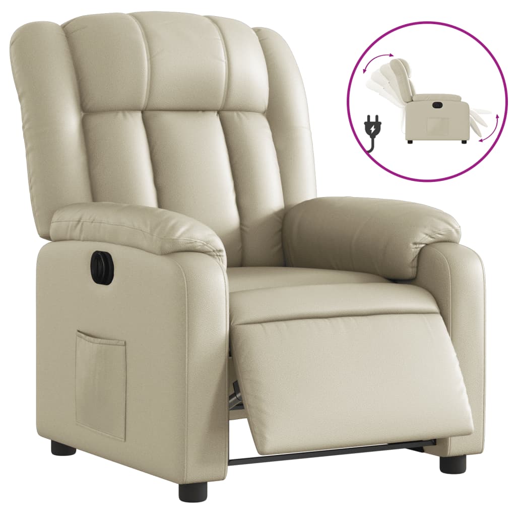 Fauteuil inclinable électrique Crème Similicuir