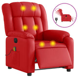 Fauteuil de massage inclinable électrique rouge similicuir