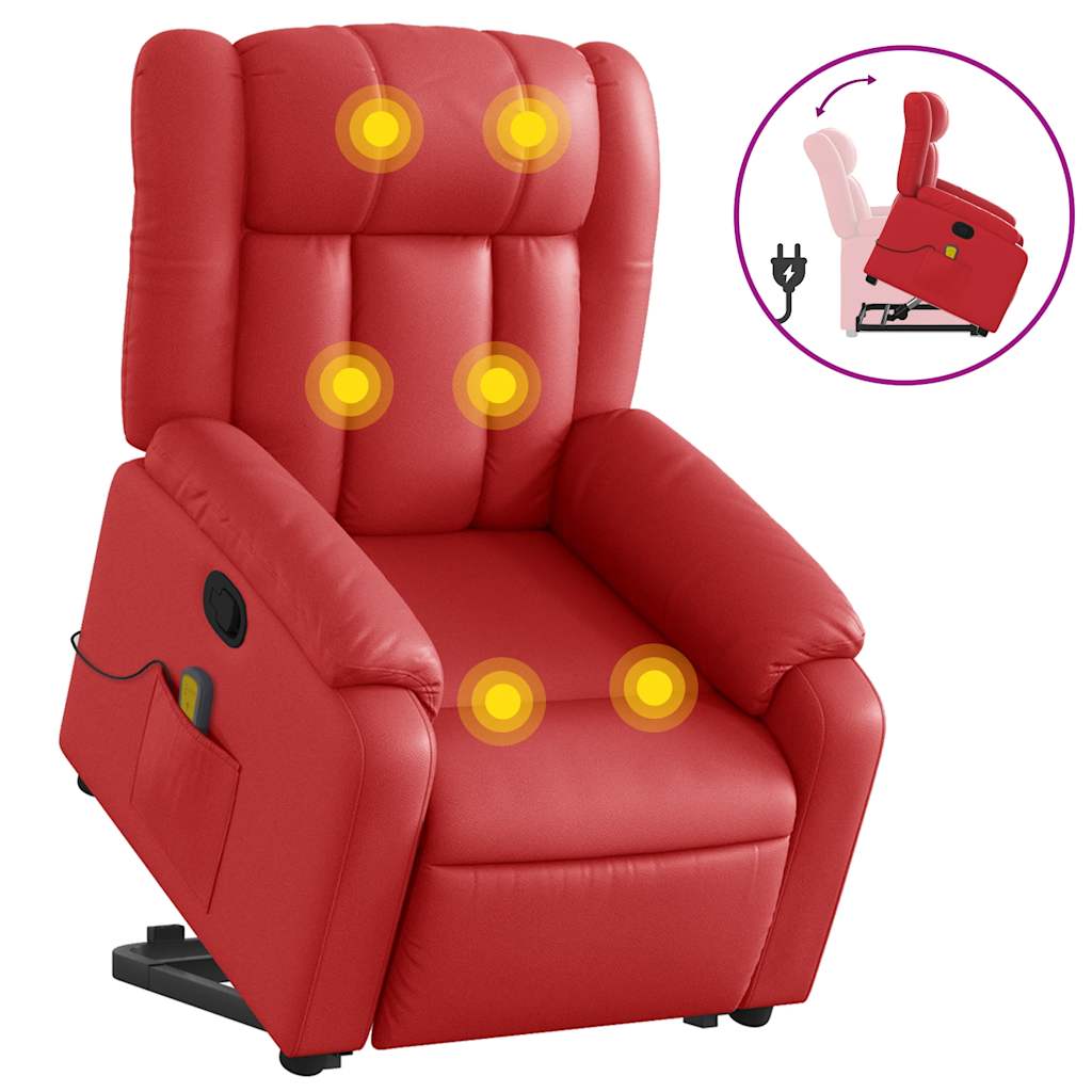 Fauteuil inclinable de massage Rouge Similicuir
