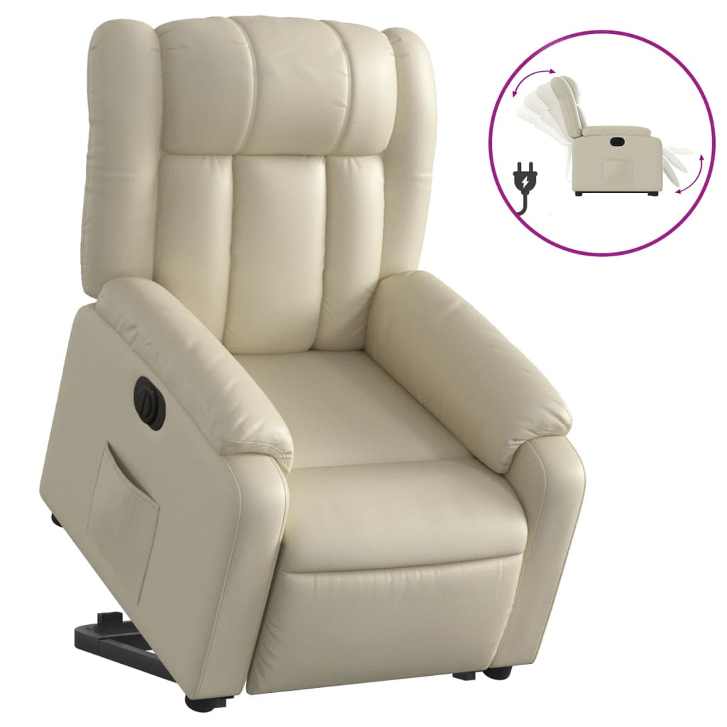 Fauteuil inclinable électrique crème similicuir