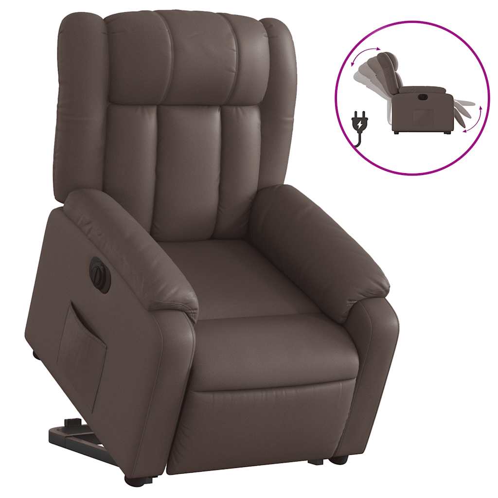Fauteuil inclinable électrique marron similicuir