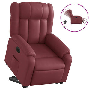 Fauteuil inclinable électrique rouge bordeaux similicuir
