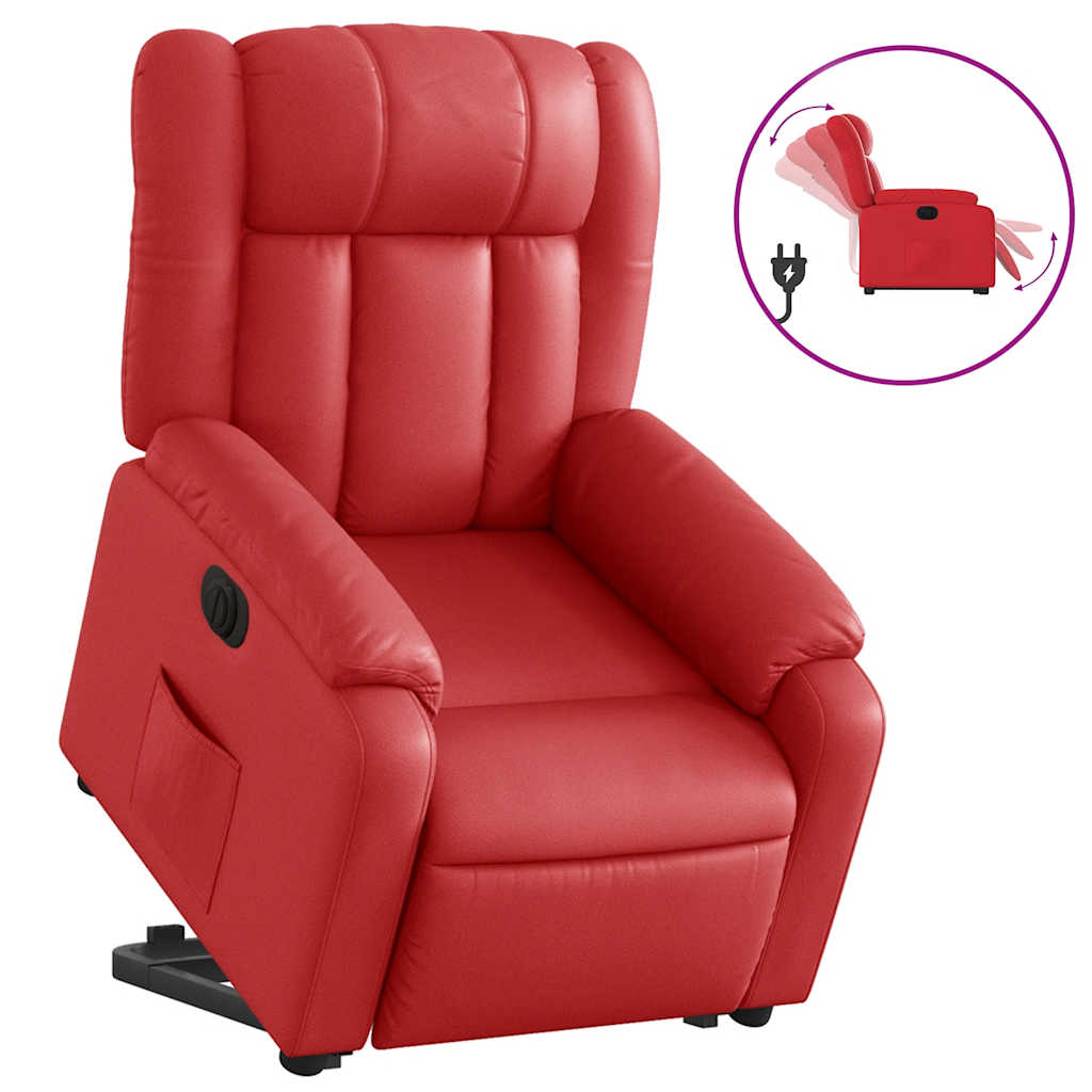 Fauteuil inclinable électrique rouge similicuir
