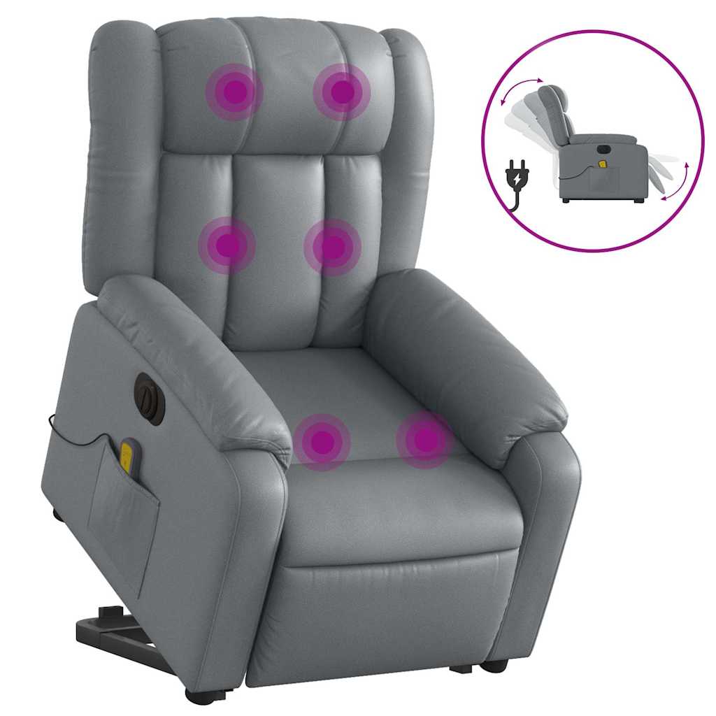 Fauteuil inclinable de massage électrique gris similicuir