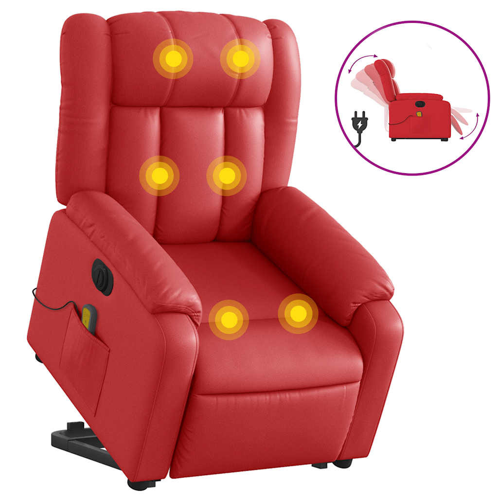Fauteuil inclinable de massage électrique rouge similicuir