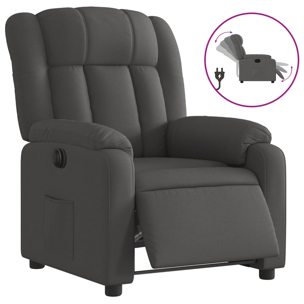 Fauteuil inclinable électrique Gris foncé Tissu