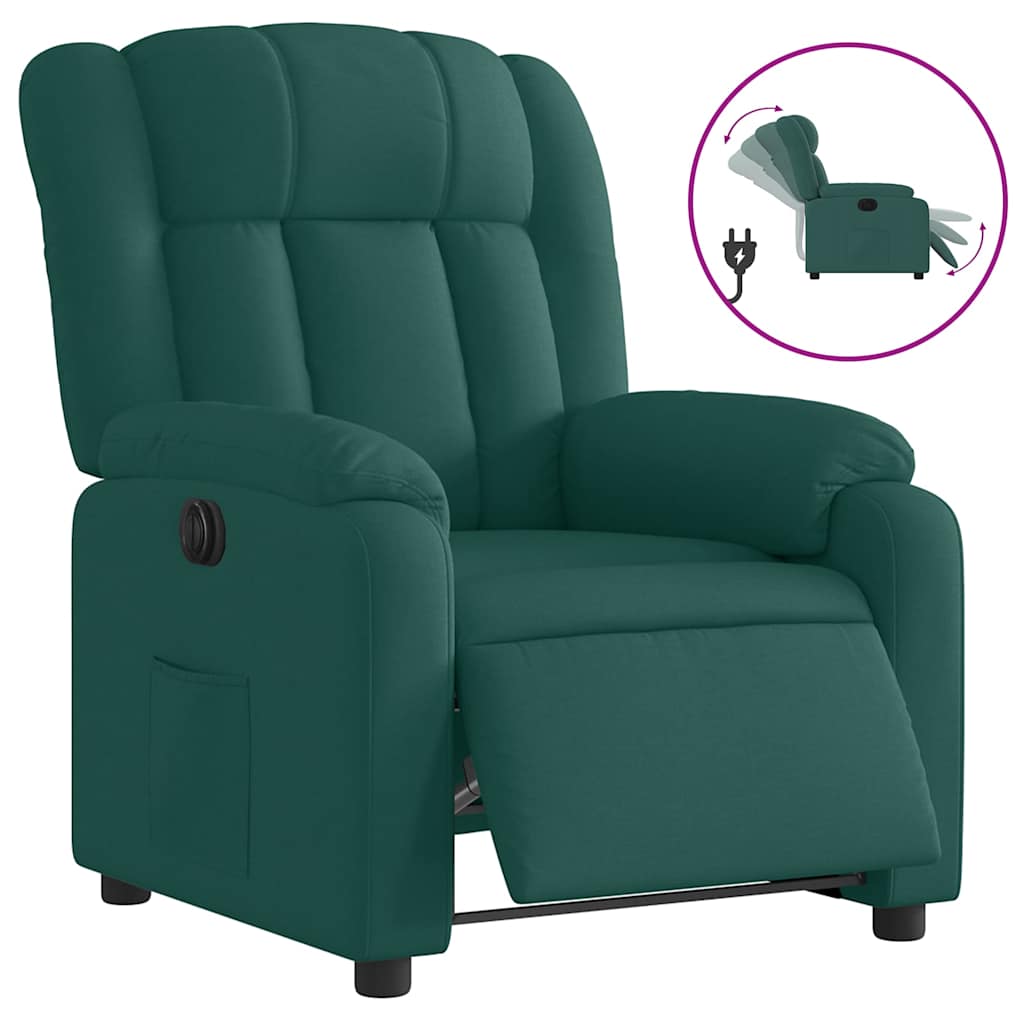 Fauteuil inclinable électrique Vert foncé Tissu