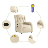 Fauteuil inclinable de massage électrique crème tissu
