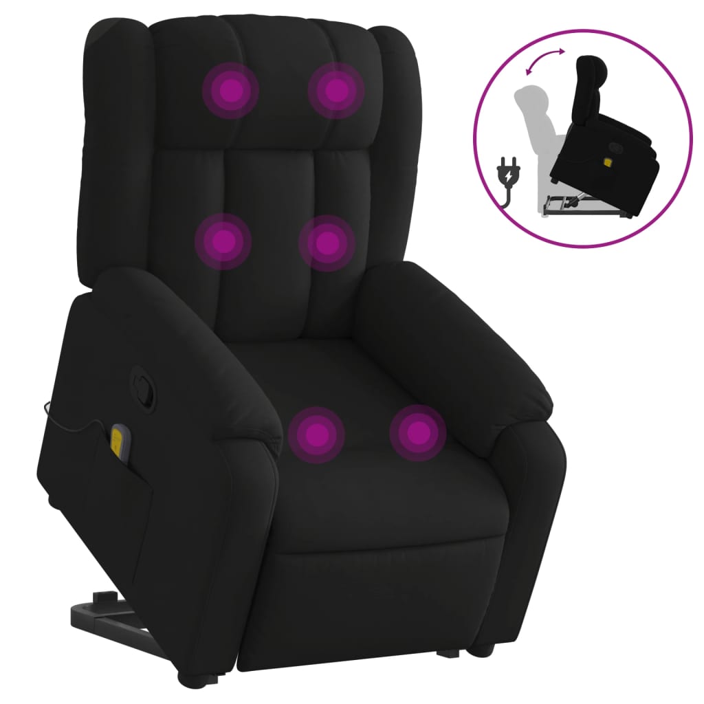 Fauteuil de massage inclinable Noir Tissu