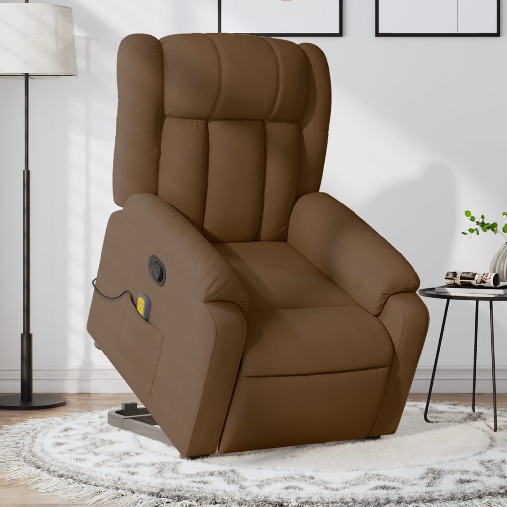 Fauteuil de massage inclinable Marron Tissu
