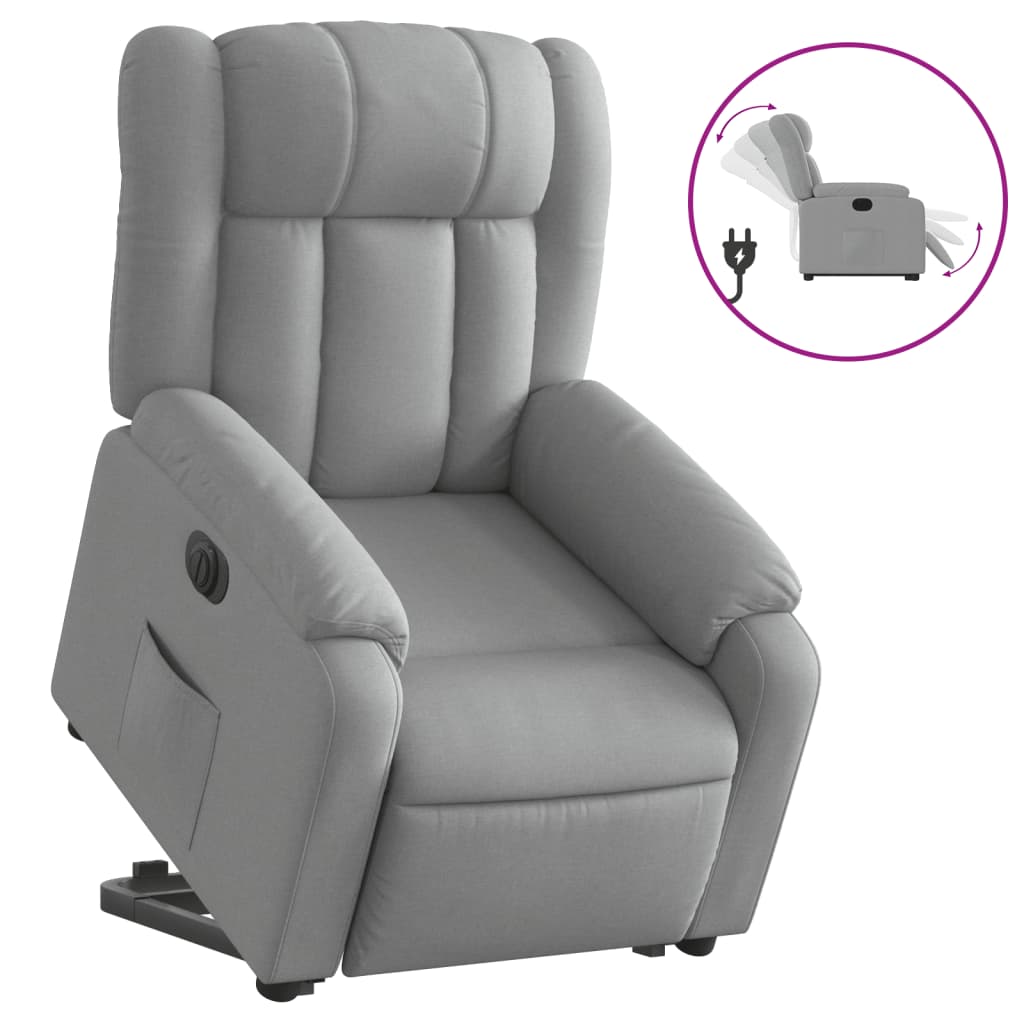 Fauteuil inclinable électrique gris clair tissu