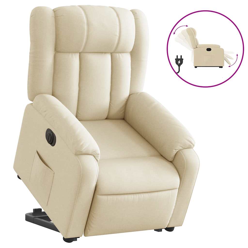 Fauteuil inclinable électrique crème tissu