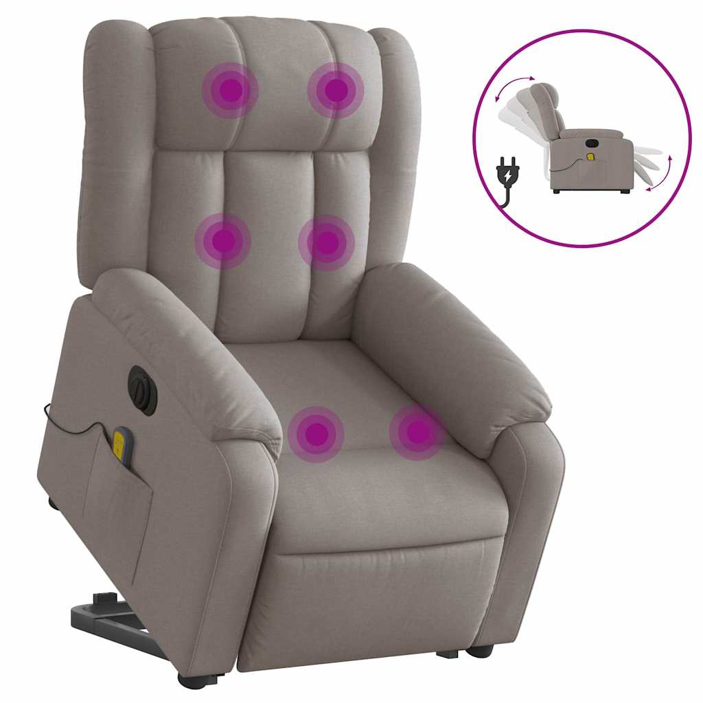 Fauteuil inclinable de massage électrique Taupe Tissu