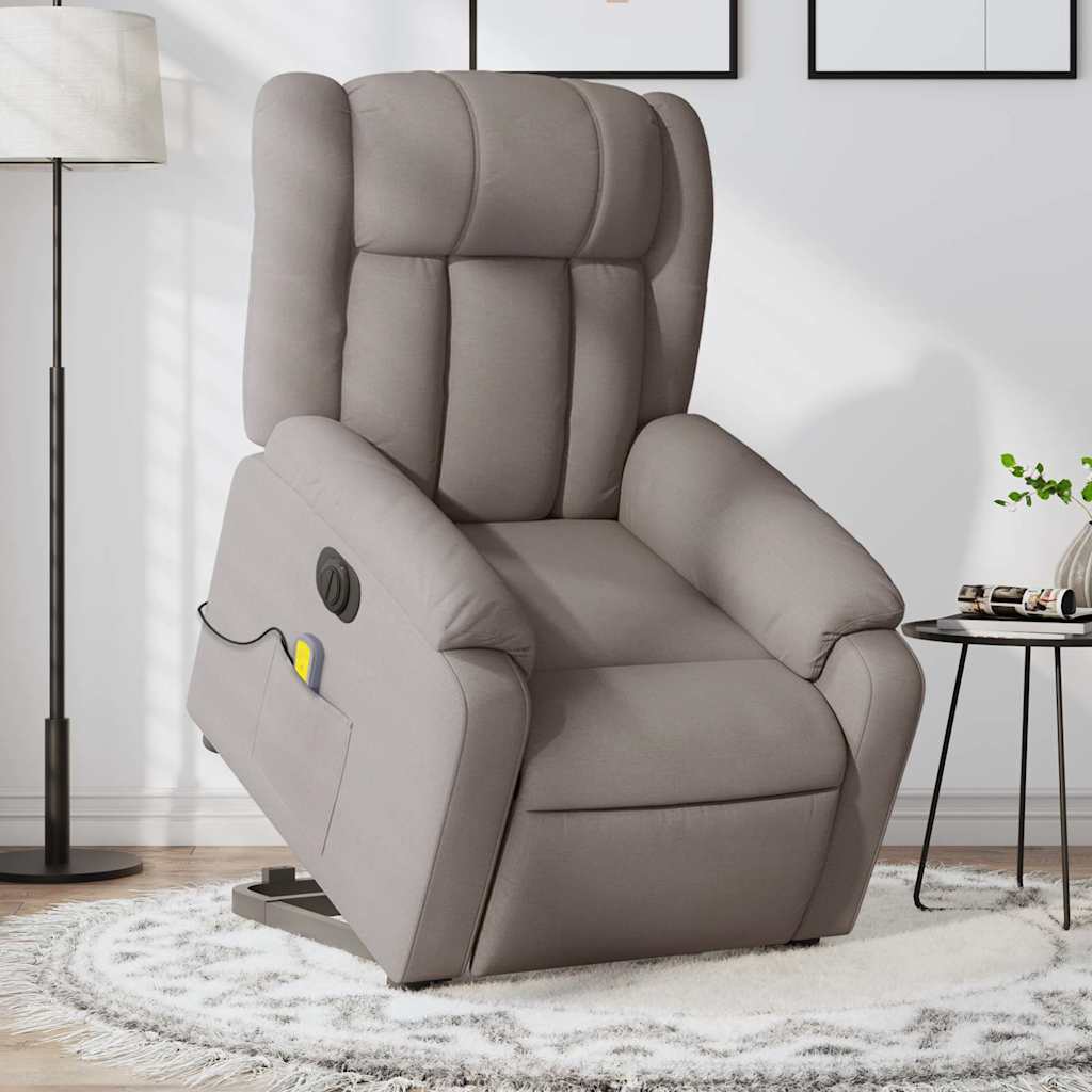 Fauteuil inclinable de massage électrique Taupe Tissu