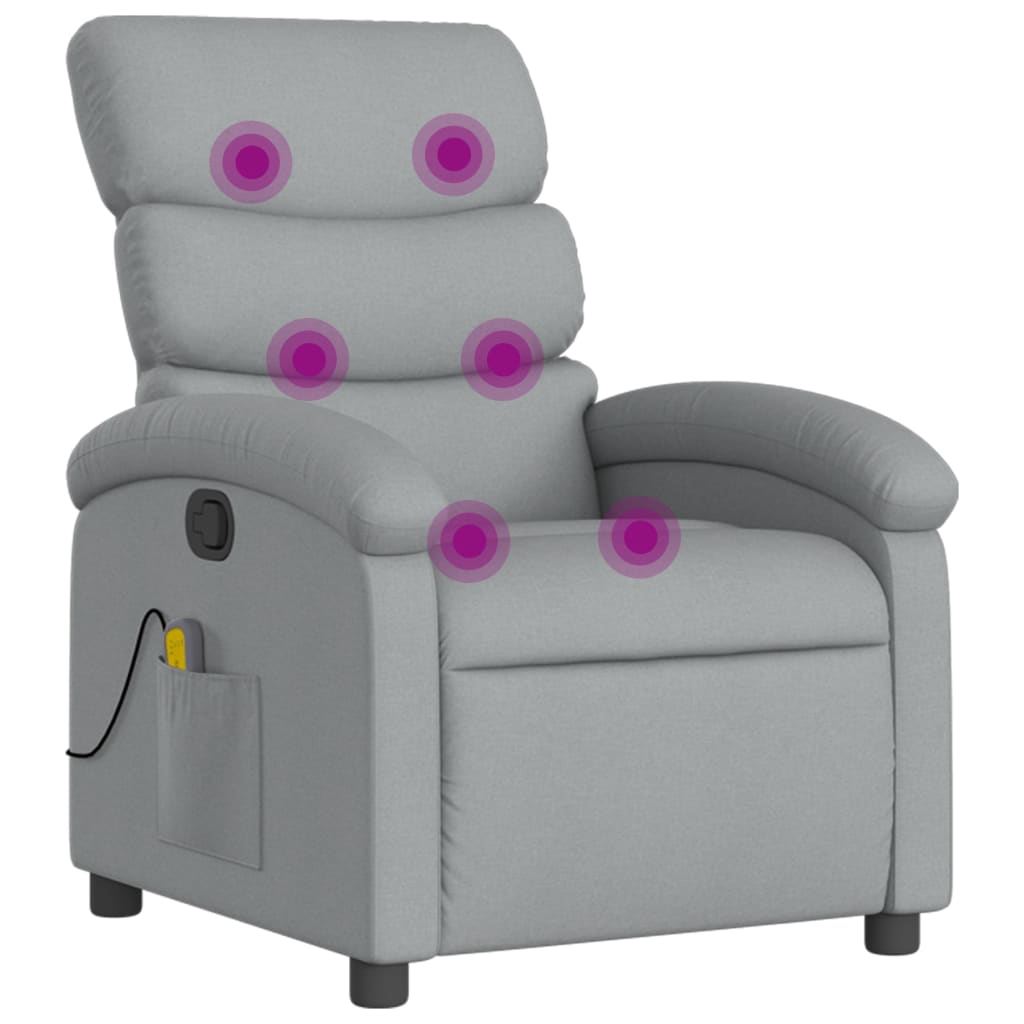 Fauteuil de massage inclinable gris clair tissu