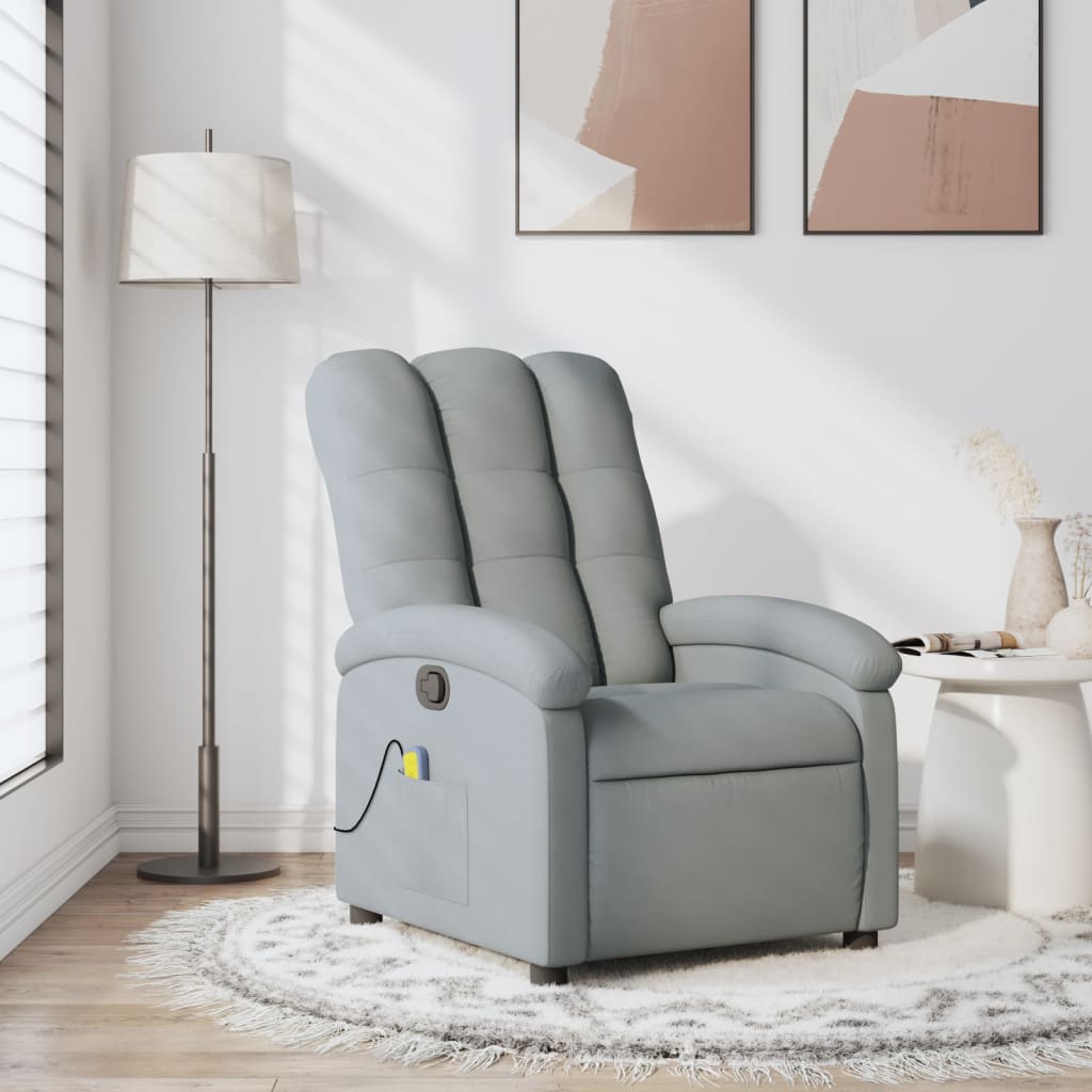Fauteuil de massage inclinable gris clair tissu