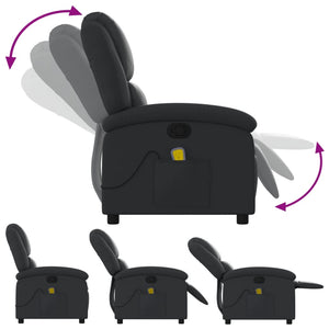 Fauteuil de massage inclinable noir cuir véritable