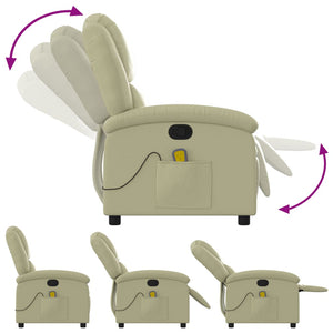 Fauteuil de massage inclinable crème cuir véritable