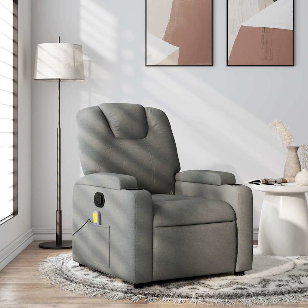 Fauteuil de massage inclinable gris foncé tissu