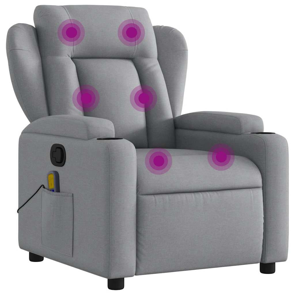Fauteuil de massage inclinable gris clair tissu