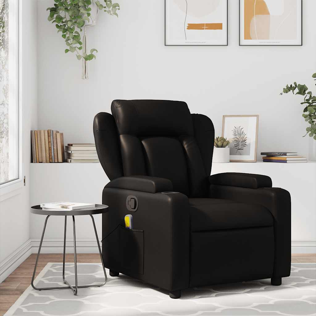 Fauteuil de massage inclinable noir similicuir