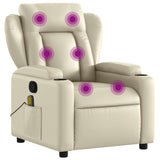 Fauteuil de massage inclinable crème similicuir