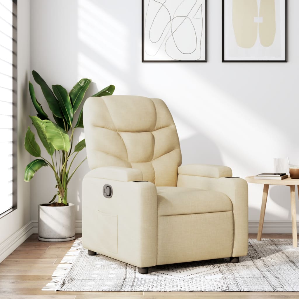 Fauteuil inclinable en tissu crème