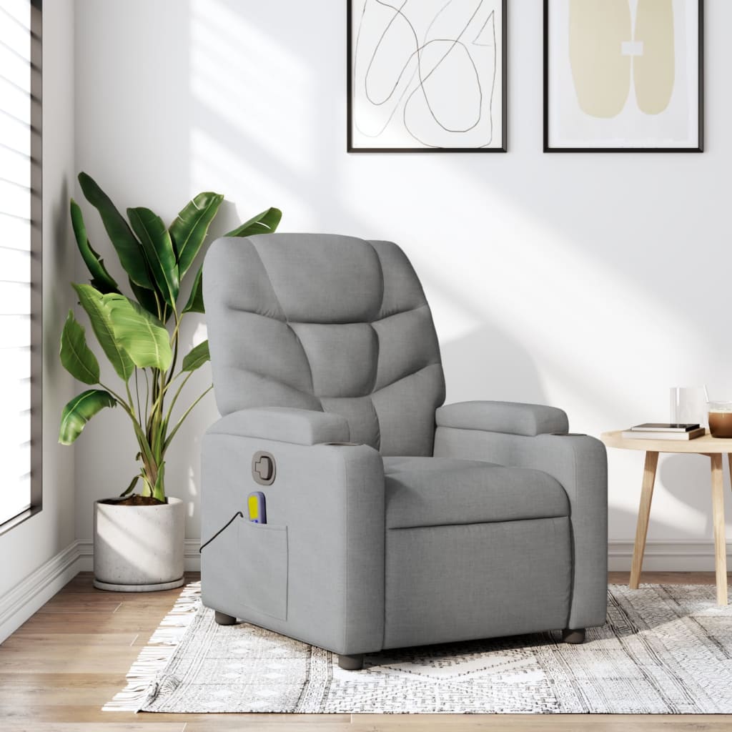 Fauteuil de massage inclinable gris clair tissu