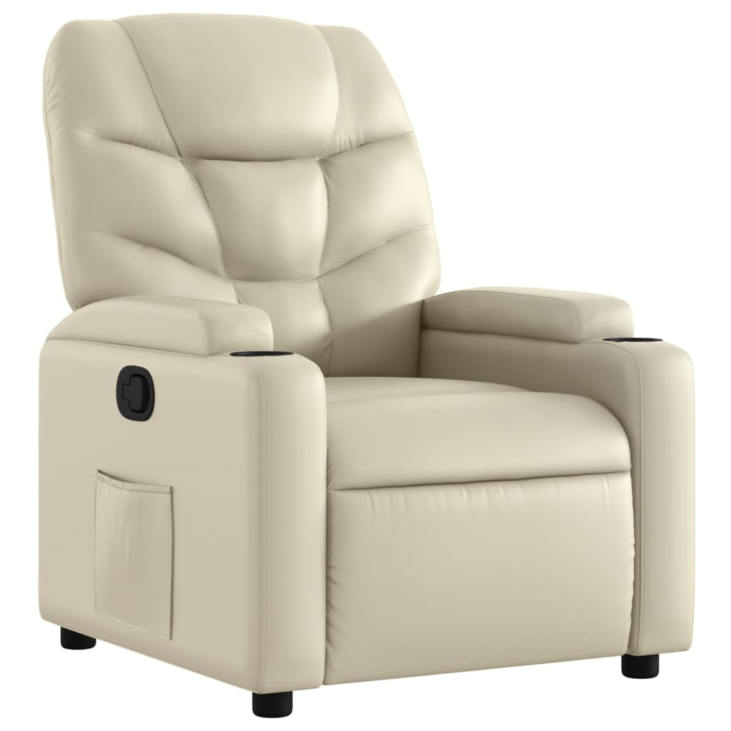 Fauteuil inclinable en similicuir crème