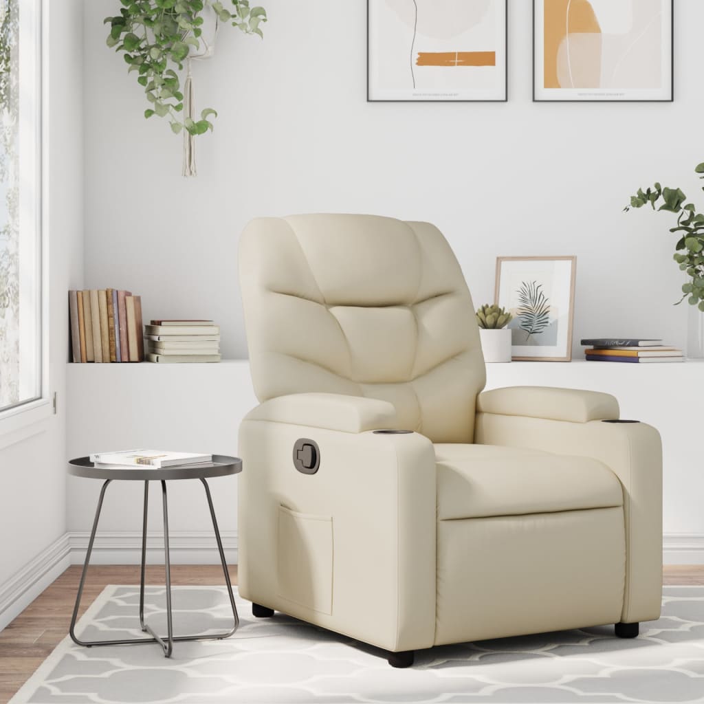Fauteuil inclinable en similicuir crème