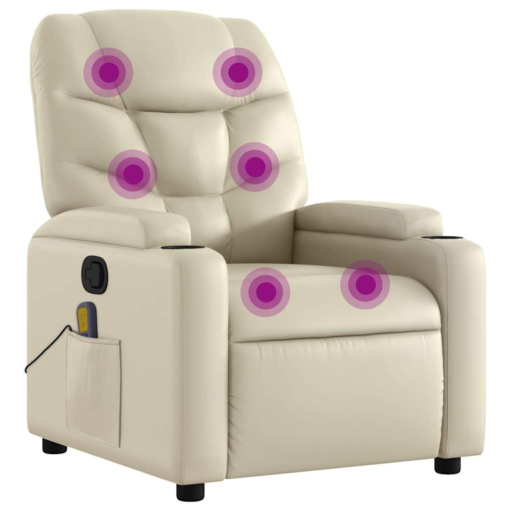 Fauteuil de massage inclinable crème similicuir