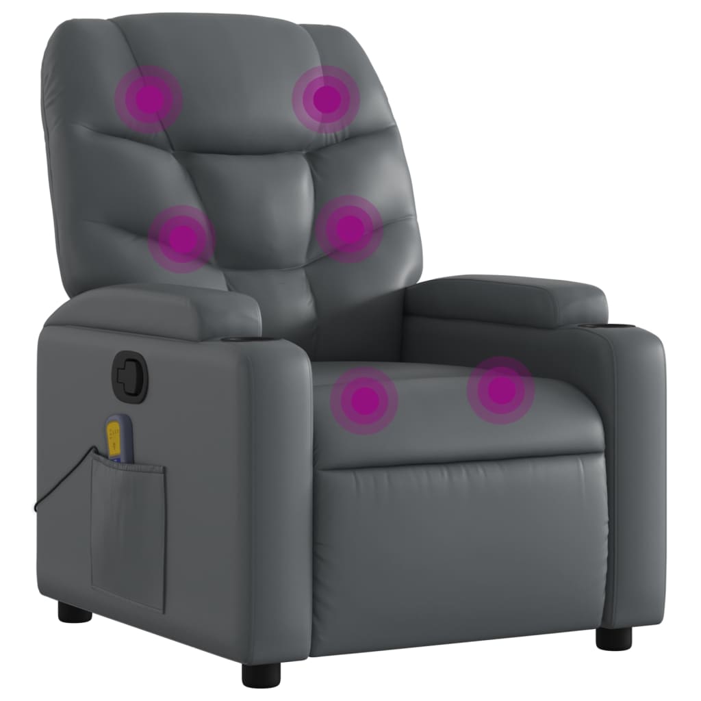 Fauteuil de massage inclinable gris similicuir