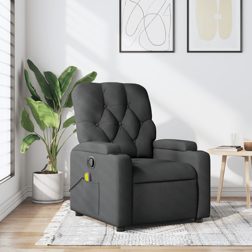 Fauteuil de massage inclinable gris foncé tissu