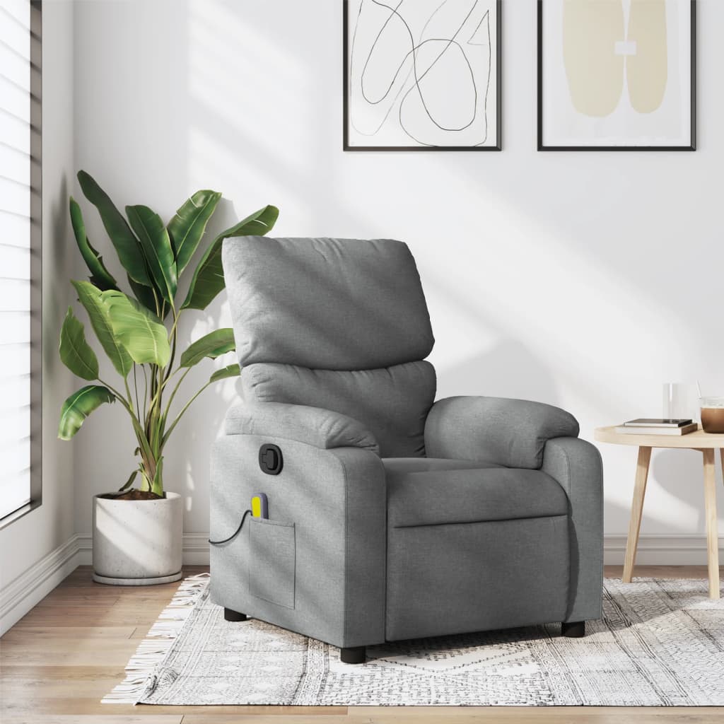 Fauteuil de massage inclinable gris clair tissu